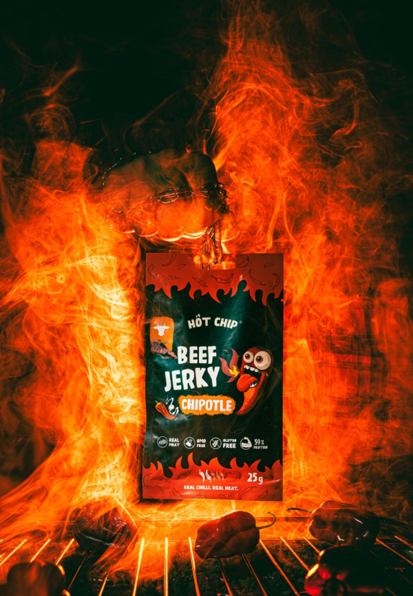 produktová fotografie pálivého sušeného masa jerky
